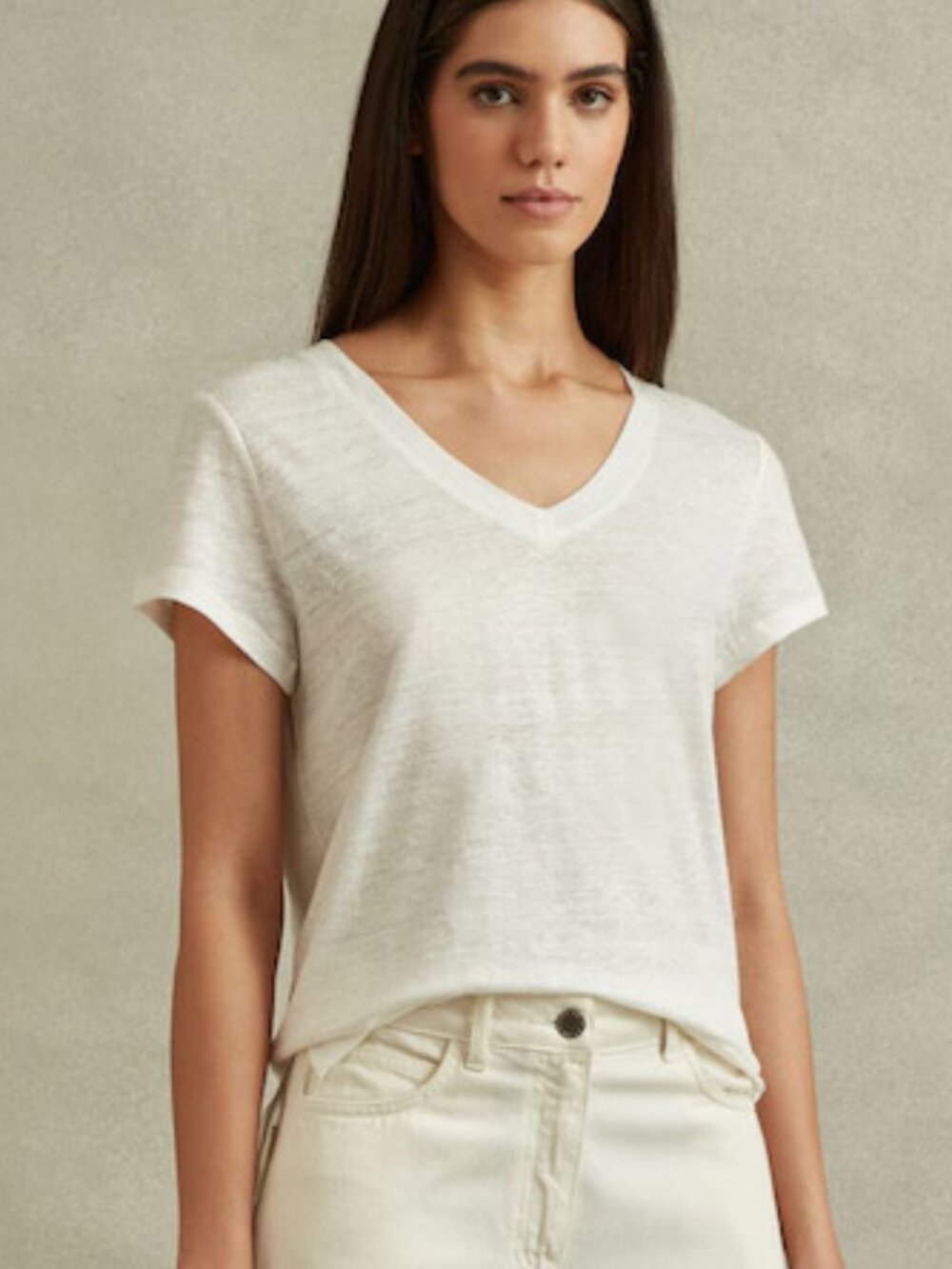 T-shirt blanc en lin taille S REISS